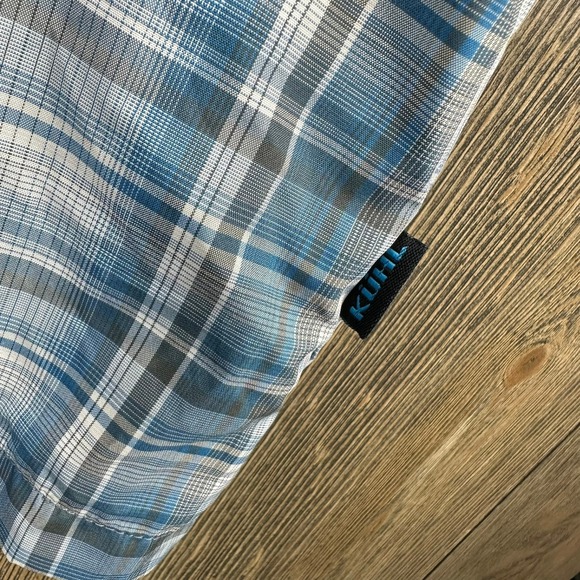 Kuhl Plaid Short Sleeve Button Up Shirt Mens Medium Blue Outdoor Hiking - Picture 5 of 7